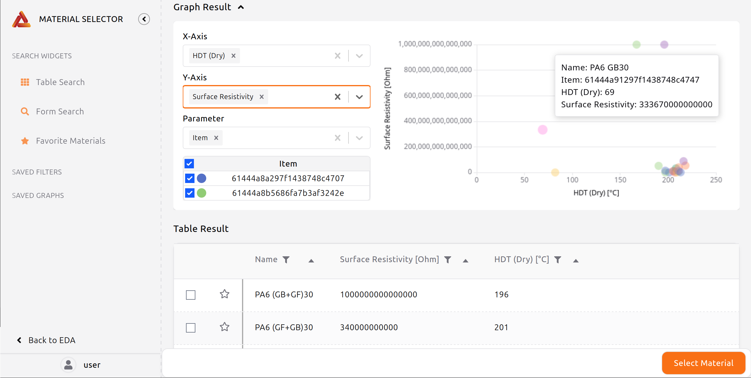 Material Selector App